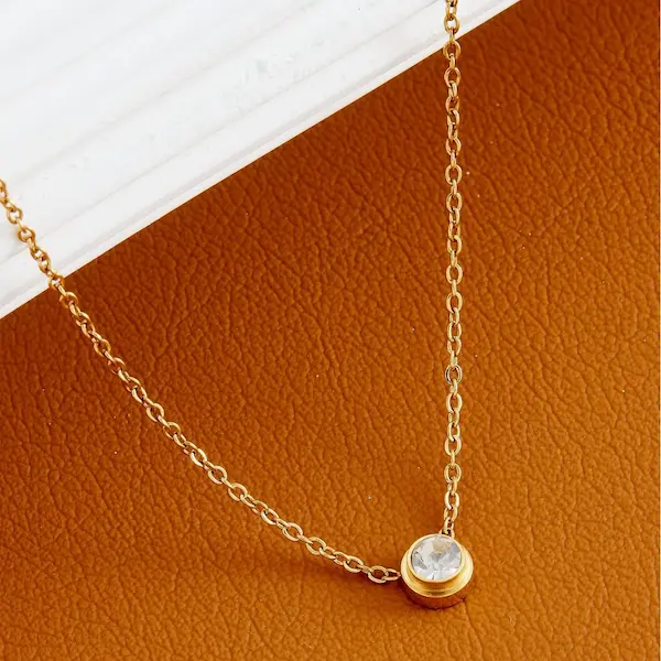 O shaped single diamond color guaranteed necklace 72