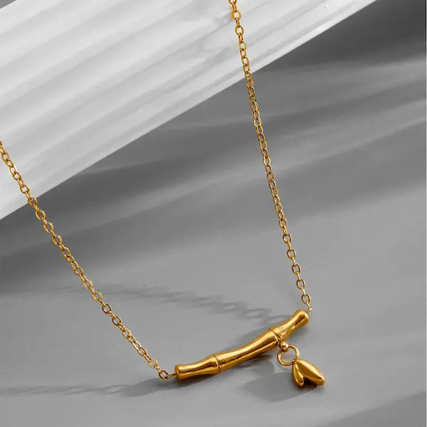 Bamboo joint gold color guaranteed necklace 74