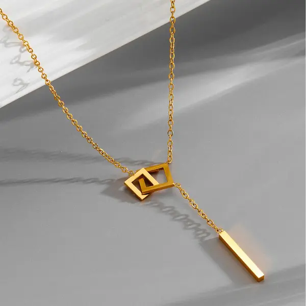 Double square color guaranteed necklace 84