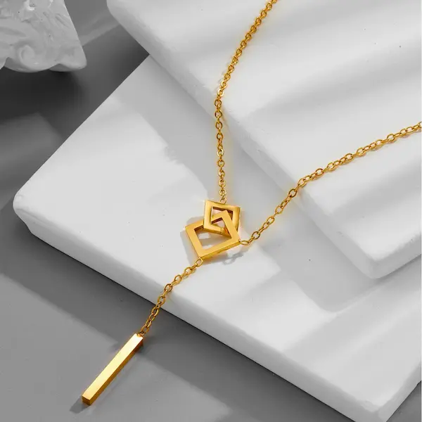 Double square color guaranteed necklace 84