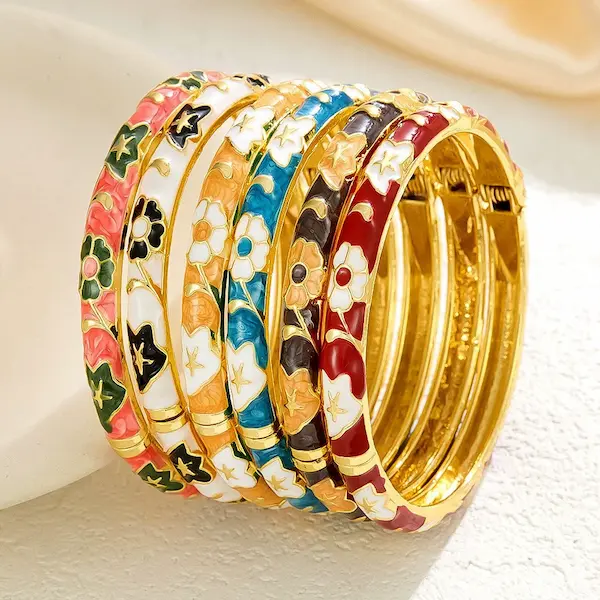 Painted enamel dripping copper bracelet 98