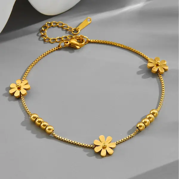 Sweet daisy flower beaded color guaranteed anklet 53