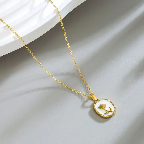 Rose white drip color guaranteed necklace 54