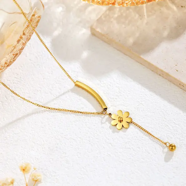 Bent tube daisy flower color guaranteed necklace 55