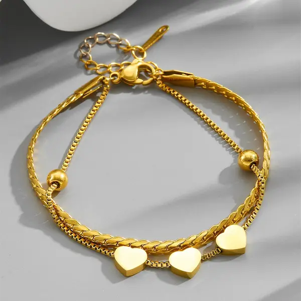 Three heart double layer color guaranteed bracelet 107