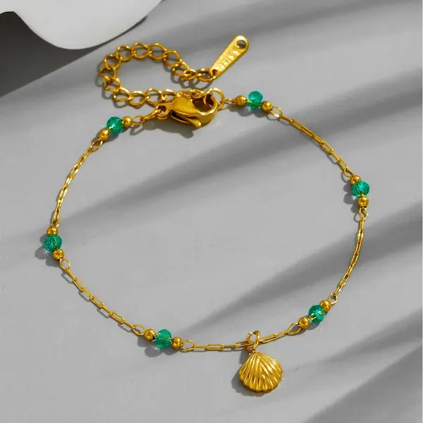 Green seashell beaded color guaranteed bracelet 117