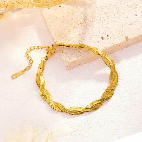 Double layer cross plain bracelet 159