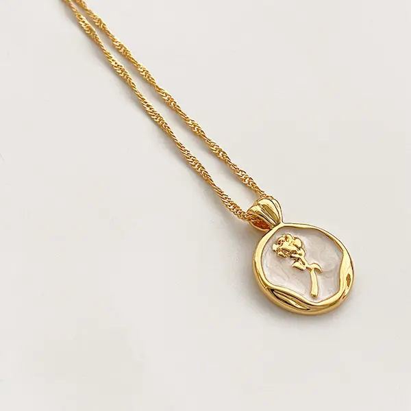 White glaze rose gold color guaranteed necklace 213