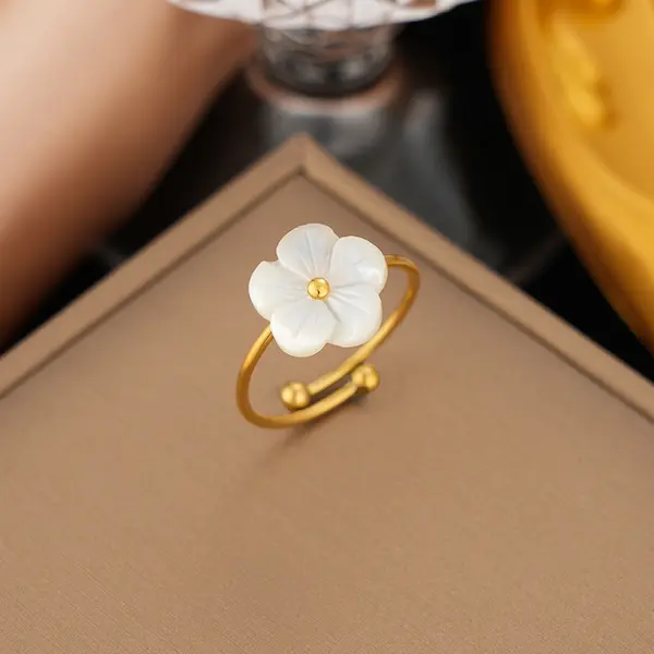 Adjustable shell flower color guaranteed ring 214