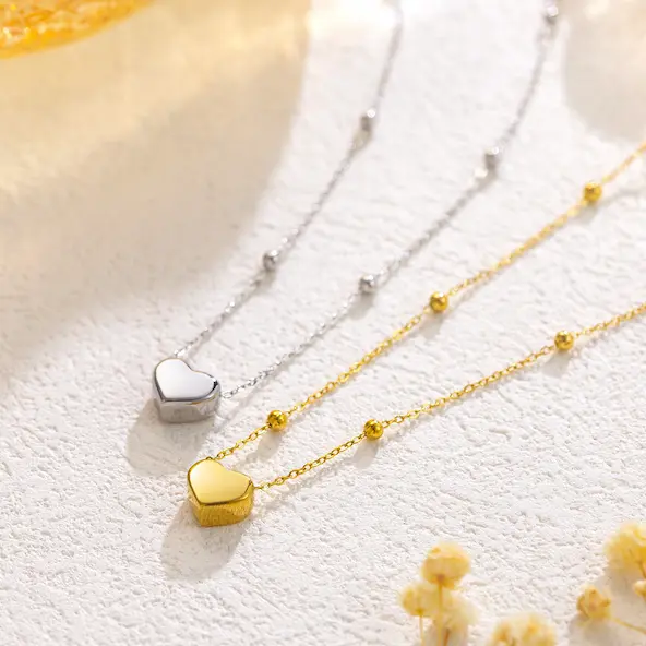 Minimalist heart shaped beaded color guaranteed necklace 21