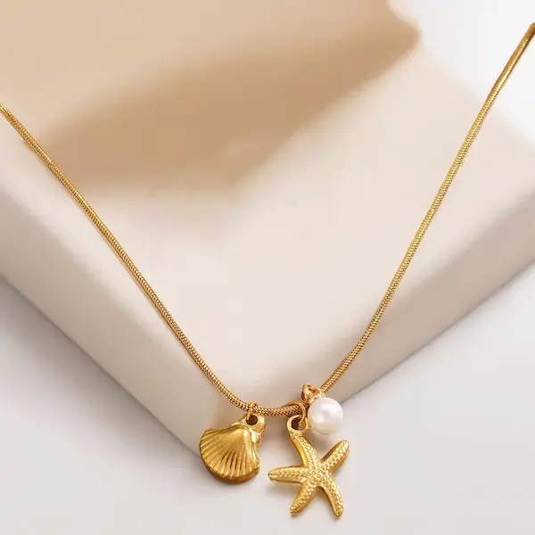 Pearl starfish shell color guaranteed necklace 260