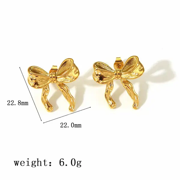Hammered bow color guaranteed earrings 274