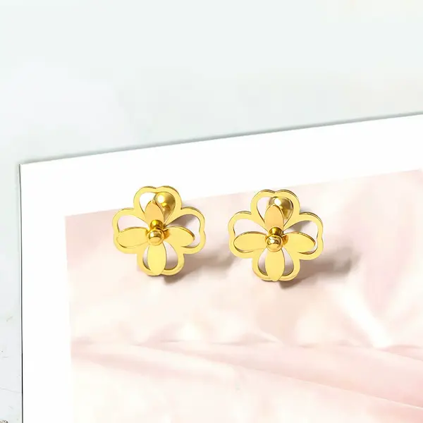 Gold floral twisted ball color guaranteed earrings 300