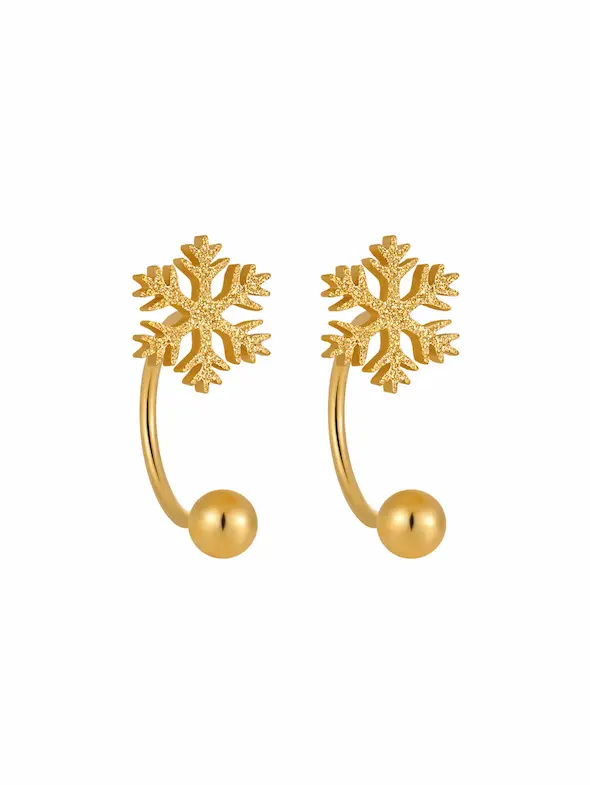 Large snowflake u shape twisted ball color guaranteed earrings 301