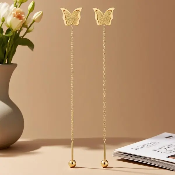 Long butterfly twist ball earrings 329