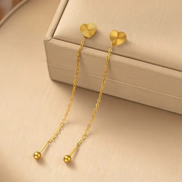 Long Heart shaped twist ball earrings 327