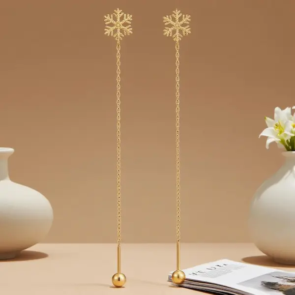 Long snowflake twist ball earrings 326