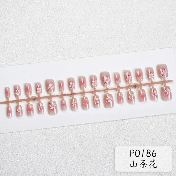 30 pieces camelia flower fake nails 347