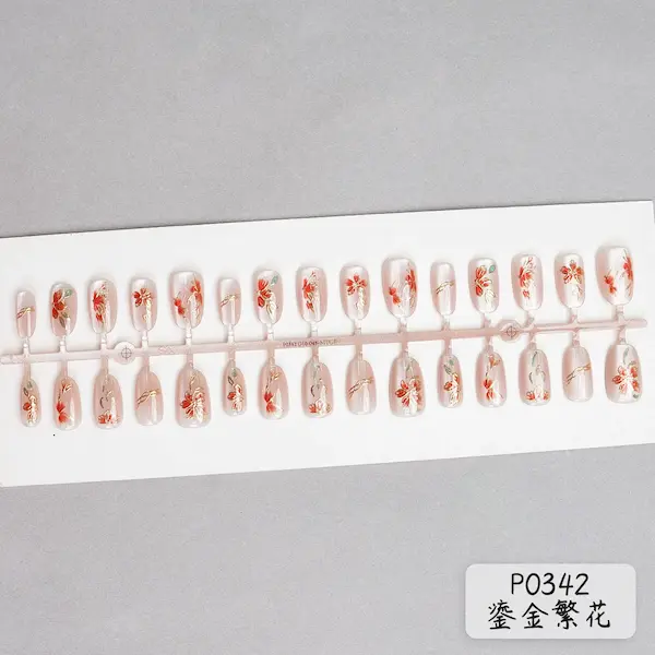 30 pieces glit flowers fake nails 352