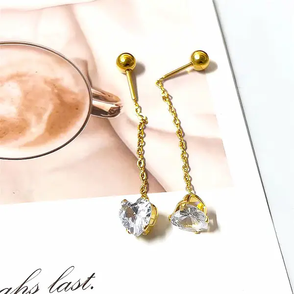 Love diamond Long twist ball color guaranteed earrings 387