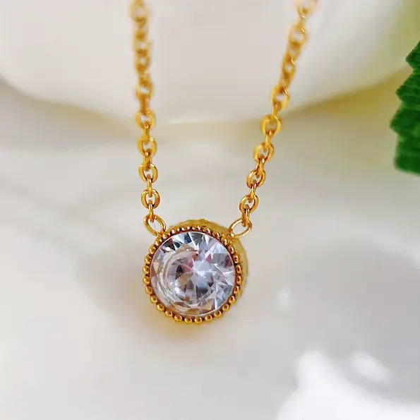Rounded diamond color guaranteed necklace 465