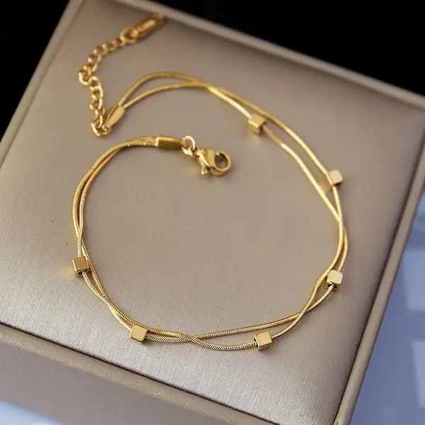 Double layer square block color guaranteed bracelet 476