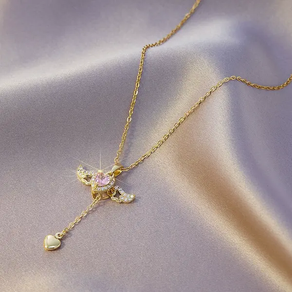 Pull out pink diamond color guaranteed necklace 505