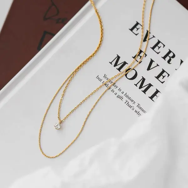 Double layer single diamond color guaranteed necklace 511