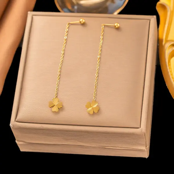 Long four leaf twist ball earrings 330