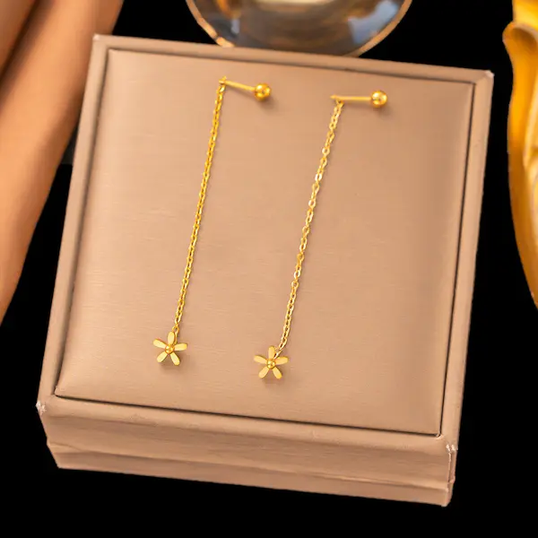 Long daisy flower twist ball earrings 325