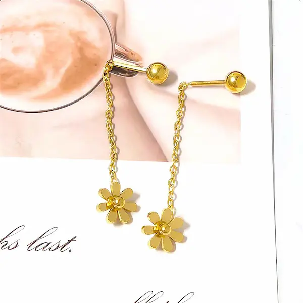 Daisy flower long color guaranteed earrings 519